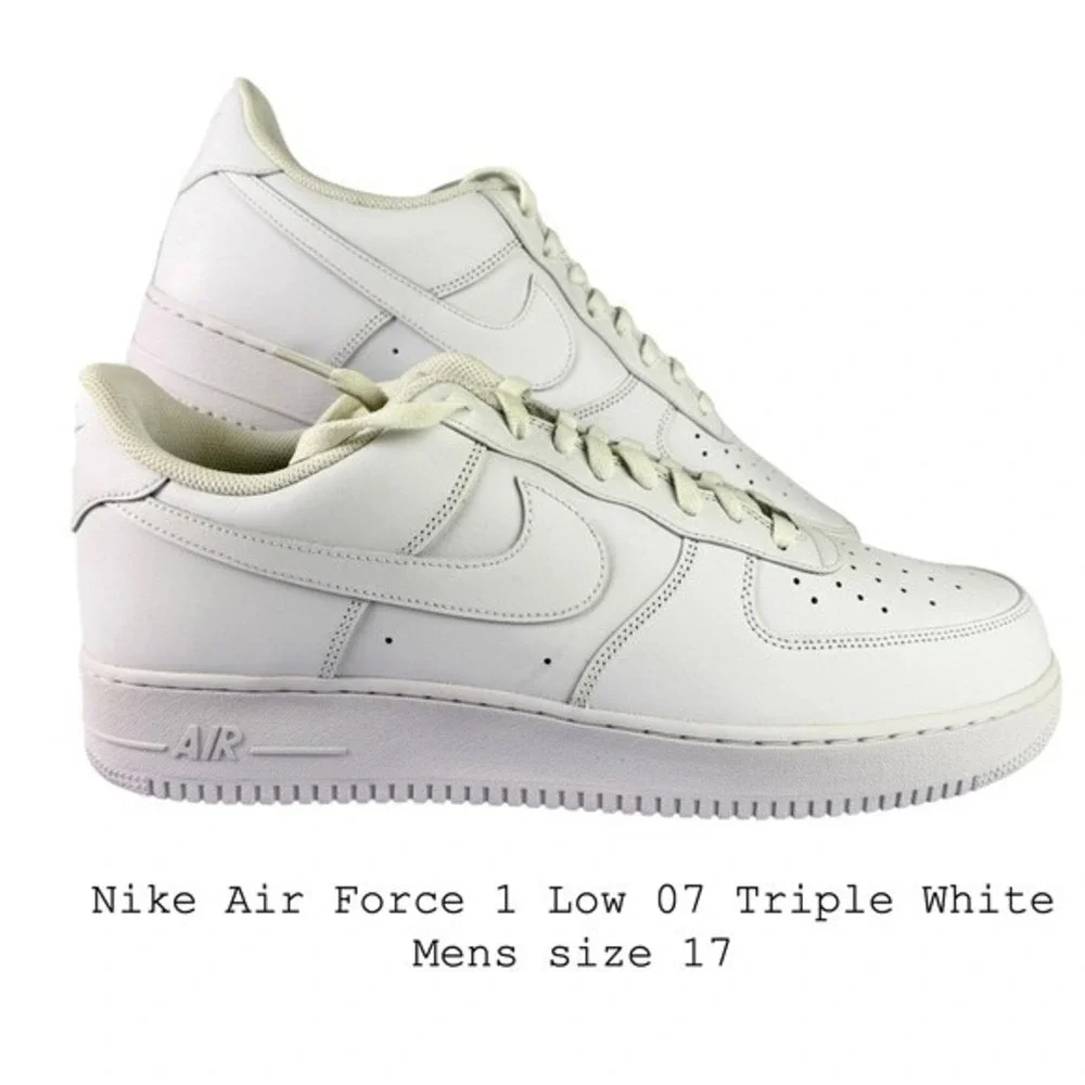 Nike Air Force 1 Low 07 Triple White Mens‎ Hard-to-find size 17 Sneakers